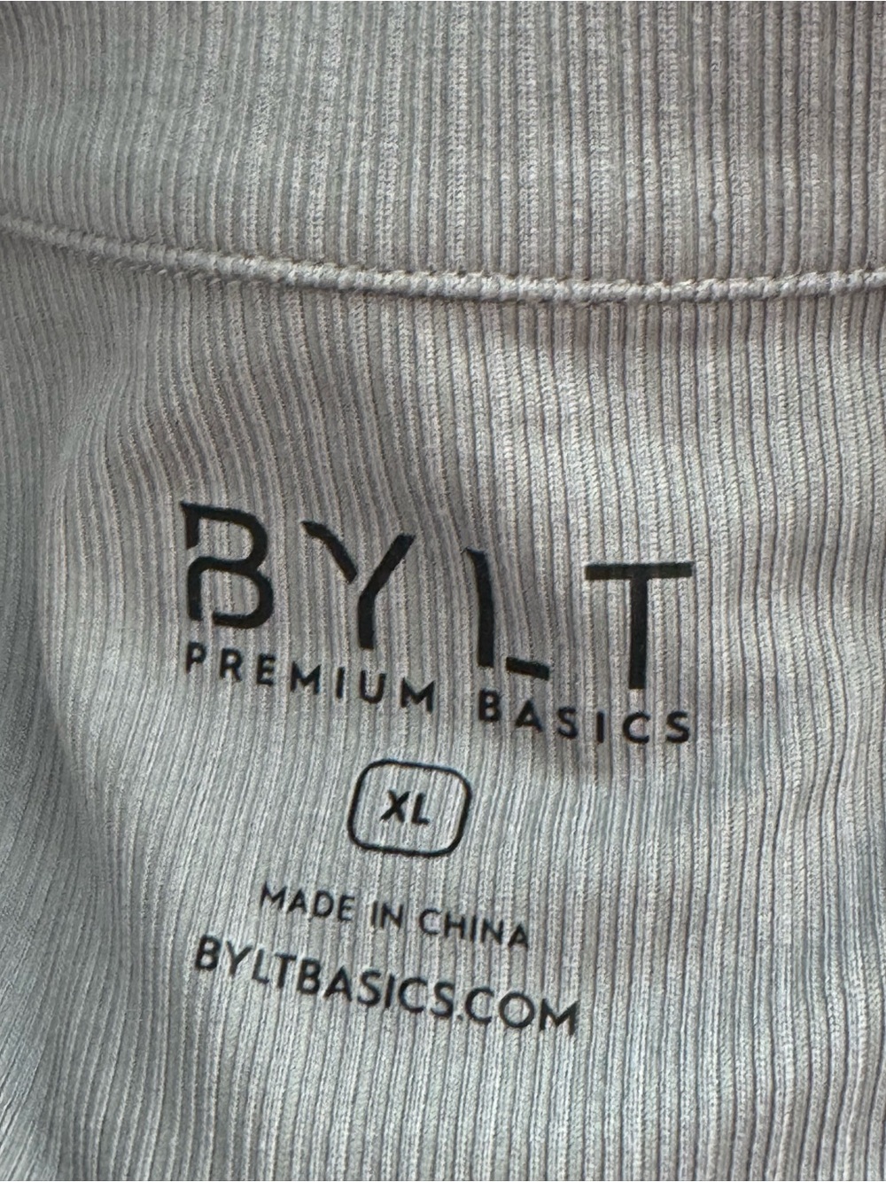 BYLT Ribbed Short Sleeve Open V Polo Gray XL - Picture 10 of 12